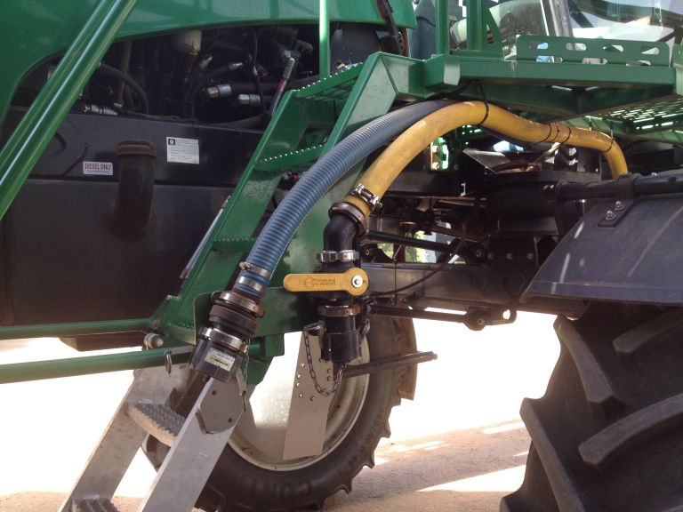 An image of chemical fill points moved to the front of the sprayer.