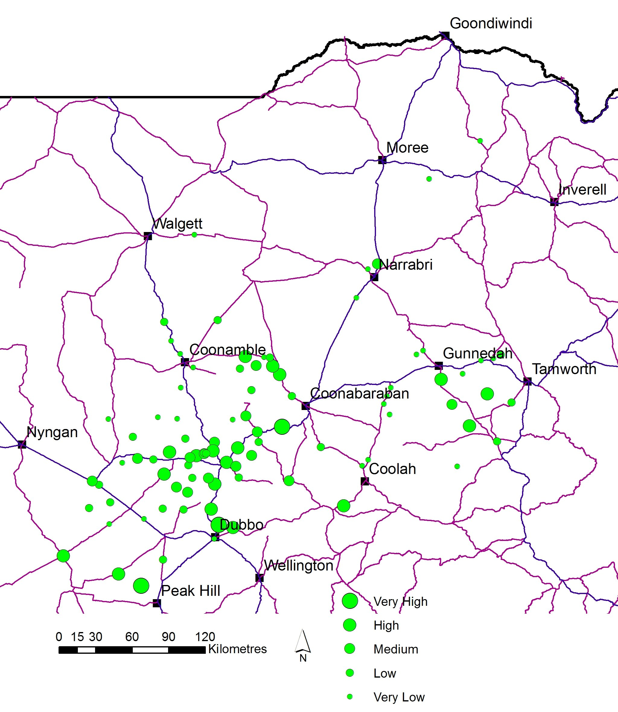Figure 1 is a map of NSW showing collection locations of ryegrass samples and population density.