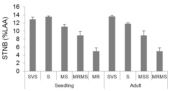 Bar graph of sedling and adult STNB