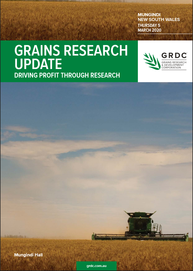 Mungindi GRDC Grains Research Update proceedings cover 2020