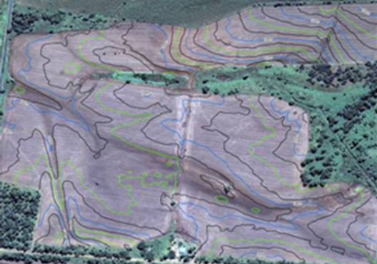  Contours lines are laid over high-resolution aerial or satellite imagery