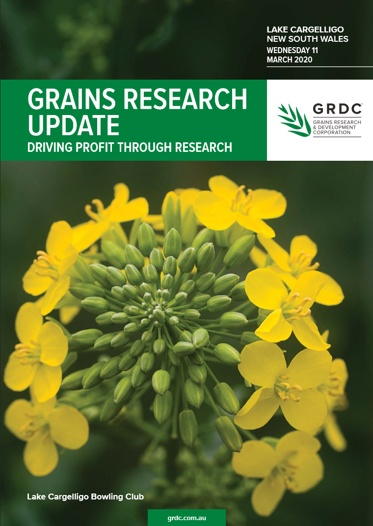Proceedings cover for the GRDC Grains Research Update in Lake Cargelligo 2020