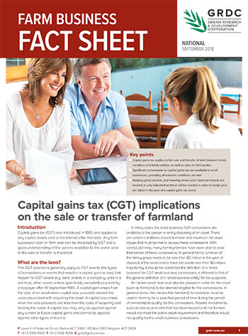 Capital gains tax (CGT) implications on the sale or transfer of farmland cover image