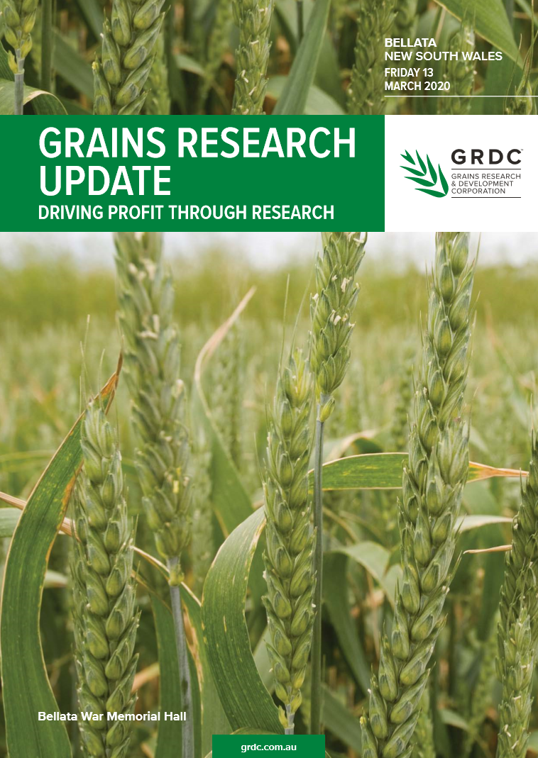 Proceedings cover for the GRDC Grains Research Update in Bellata 2020