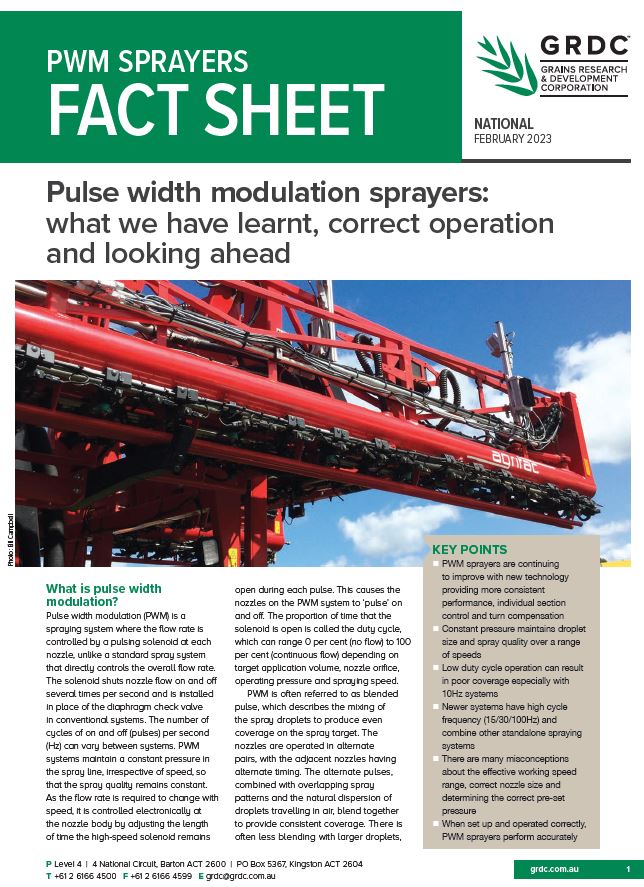 Pulse width modulation sprayers: what we have learnt, correct operation and looking ahead