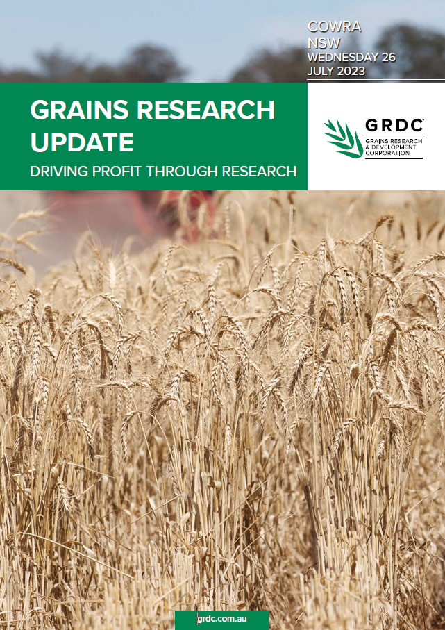 Picture of the cover of proceedings from the Cowra GRDC Grains Research Update in July 2023