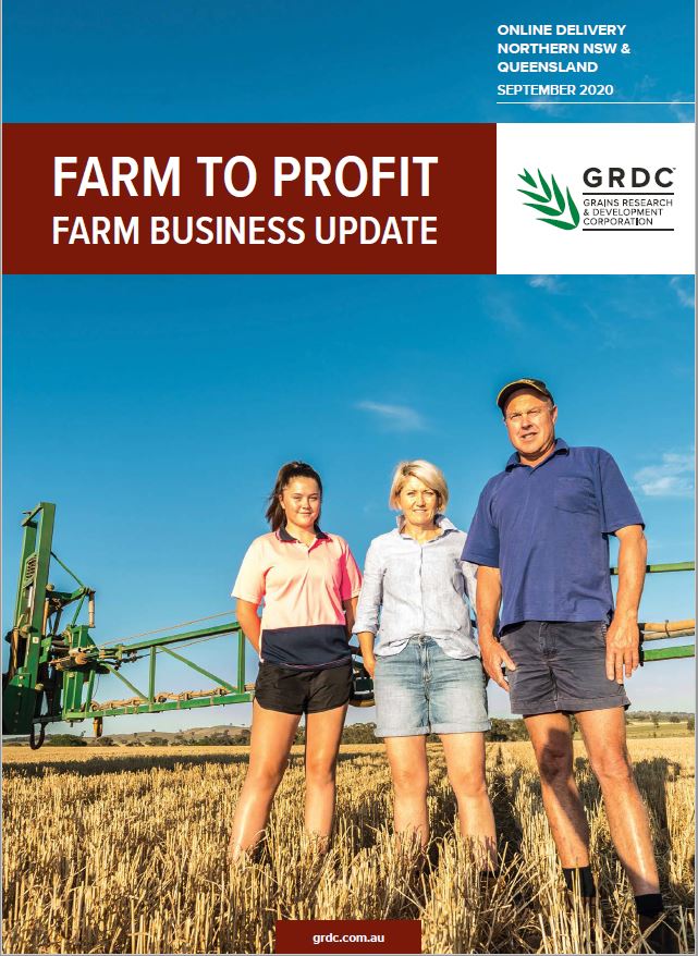 GRDC Farm Business Update online delivery northern New South Wales & Queensland workbook cover