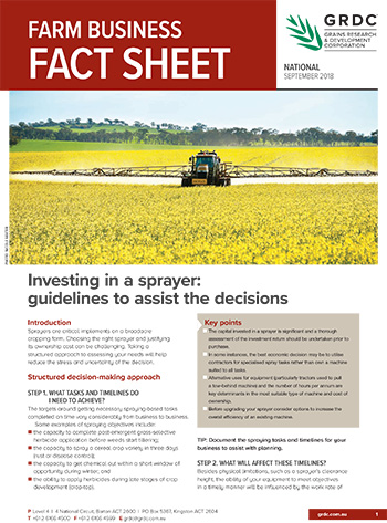 investing in a sprayer guidelines to assist the decisions fact sheet cover image