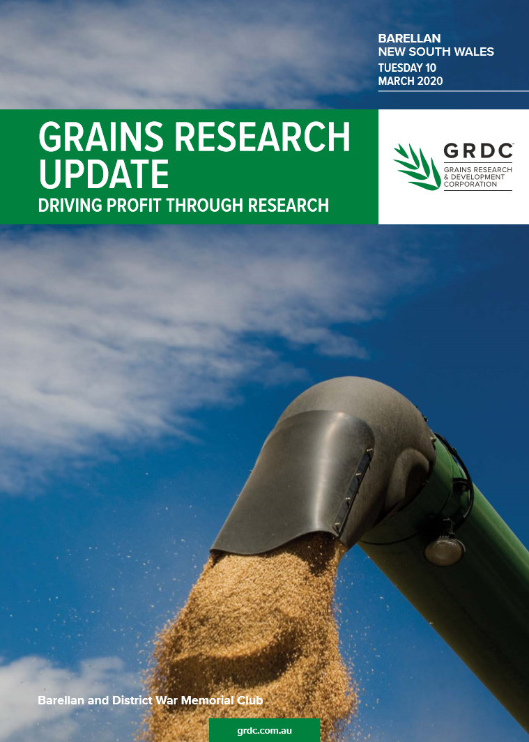 Proceedings cover for the GRDC Grains Research Update in Barellan 2020