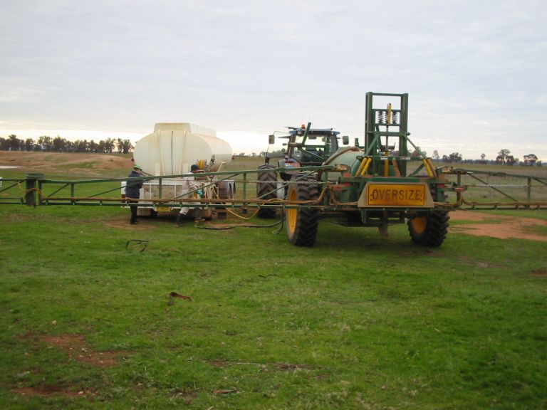 Filling sprayer in paddock