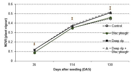 Line graph of plant vigour after seeding 