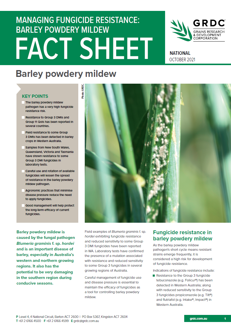 image of Managing fungicide resistance barley powdery mildew