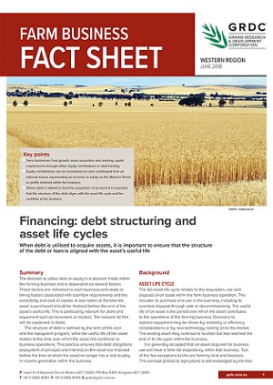 Financing debt structuring and asset life cycles - GRDC Factsheet cover image