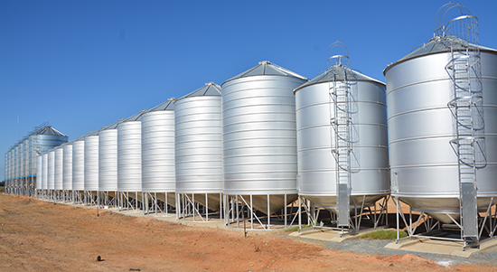 Image of a group of grain storage silos