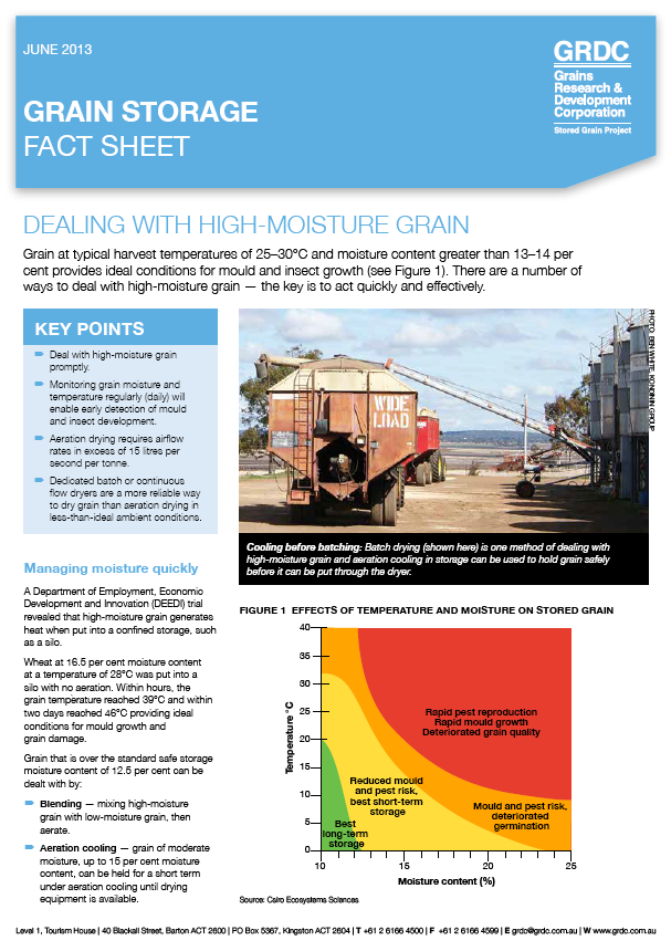 Grain Storage Fact Sheet: Dealing with high-moisture grain