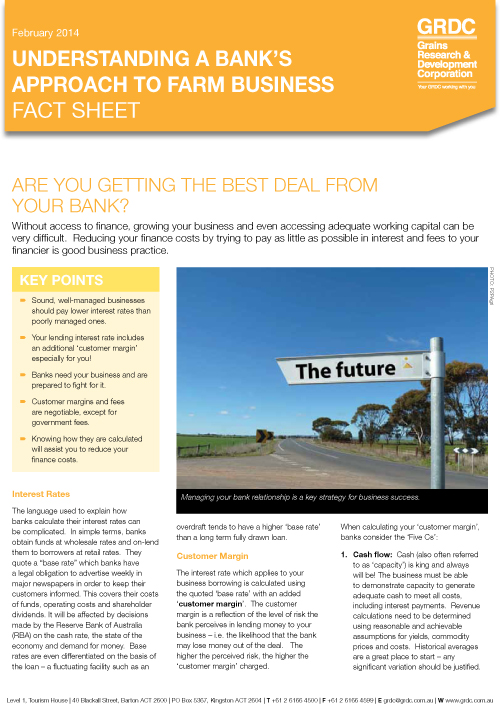Understanding a bank's approach to farm business fact sheet