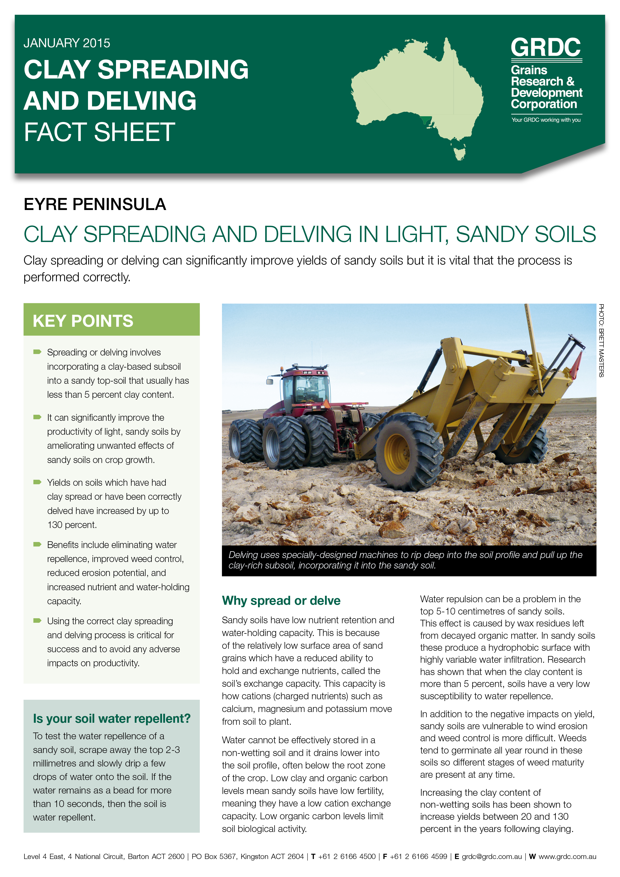 Clay Spreading and Delving Fact Sheet Cover