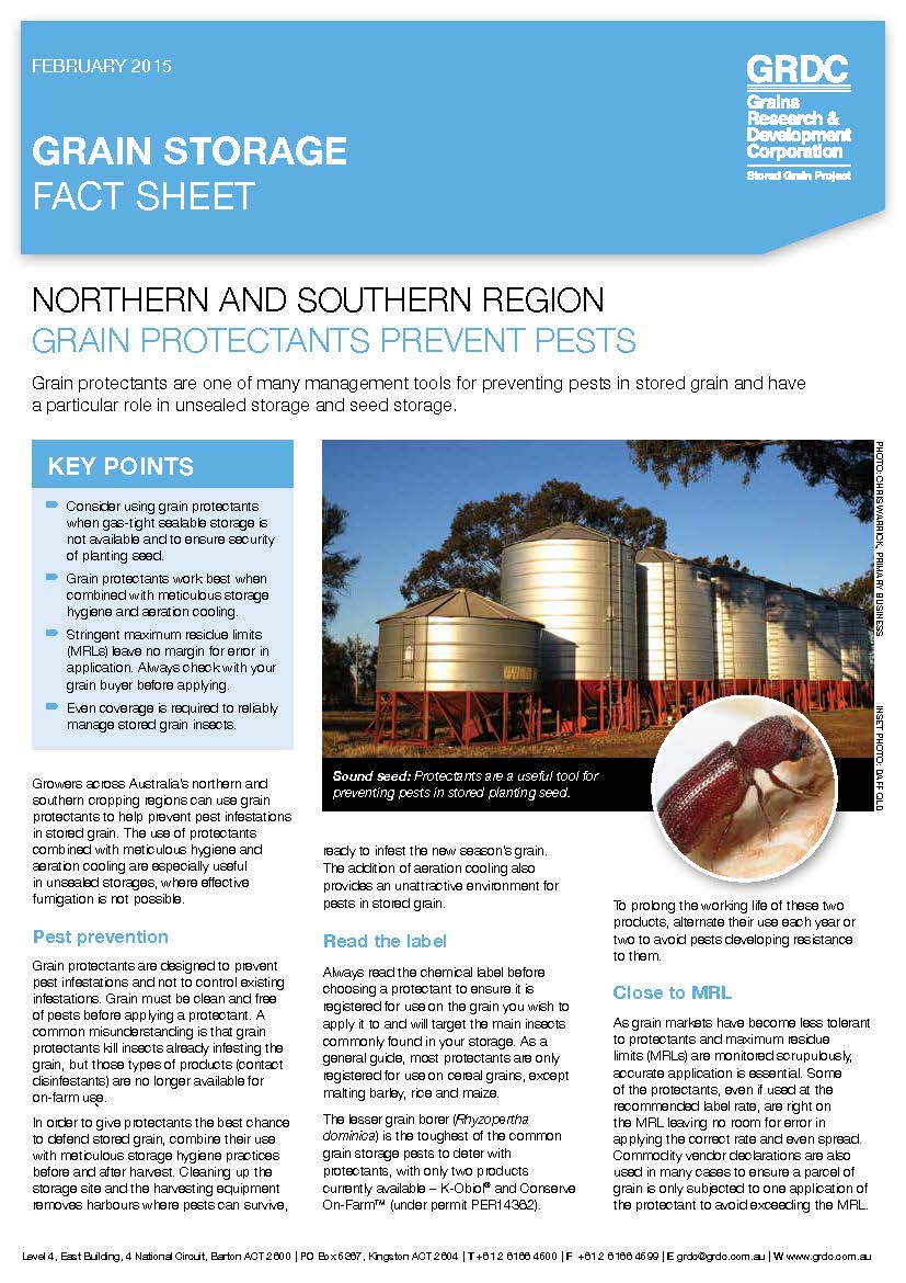 Grain protectants prevent pests - Northern and Southern region 