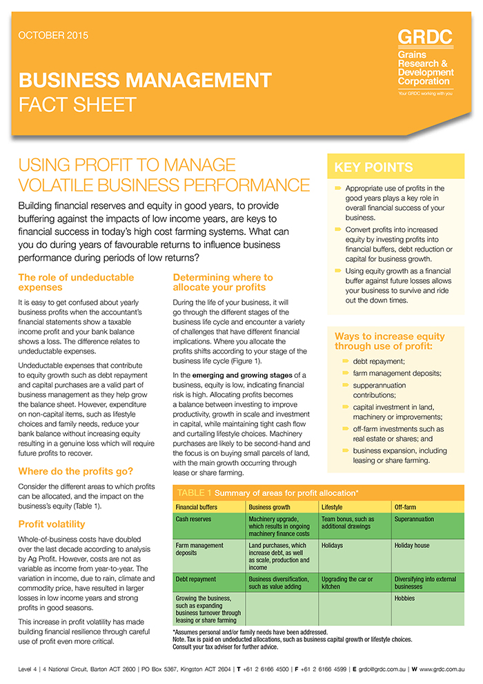 Cover of Profit Allocation fact sheet