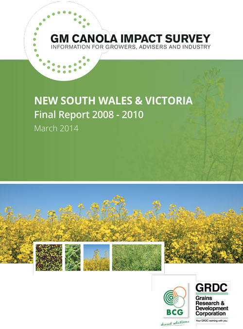 Cover page of GM Canola Impact Survey, Final Report 2008-2010