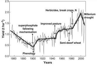 Figure 1. Trends in Australian average annual wheat yields