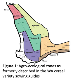 Agro ecological zones as formerly described in the WA cereal variety sowing guides