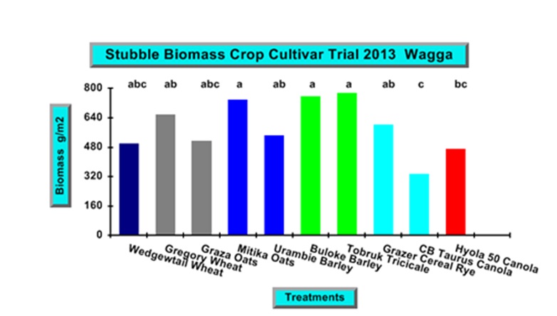Figure 4. Crop biomass post-harvest remaining in test plots 2013 trial.