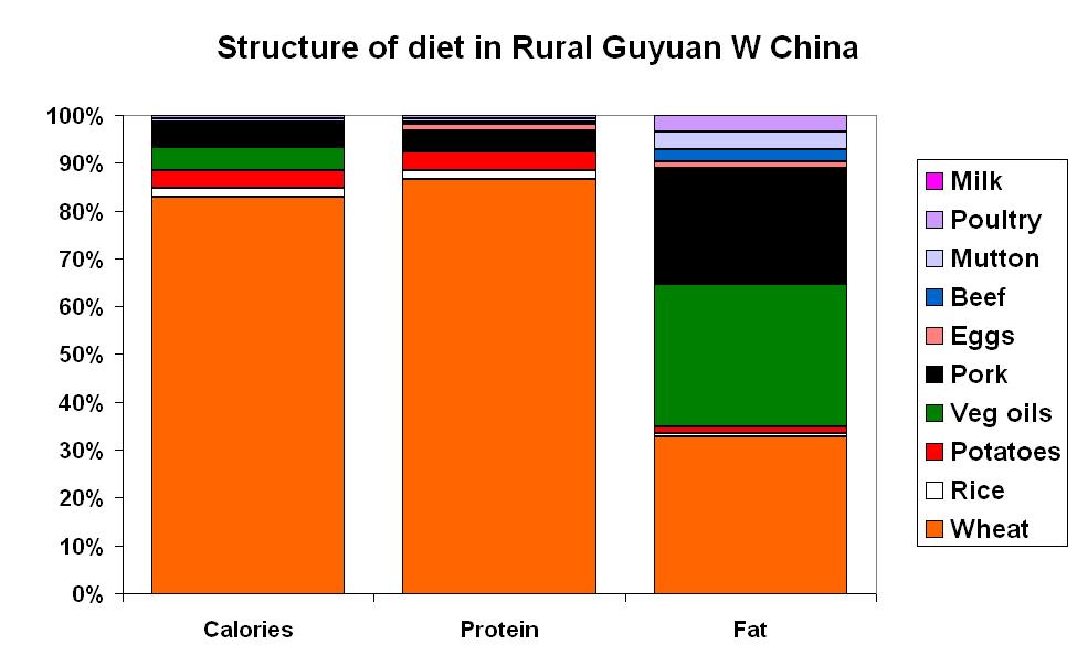 Figure 22: Structure of diet in rural Guyuan province (bottom block represents wheat).