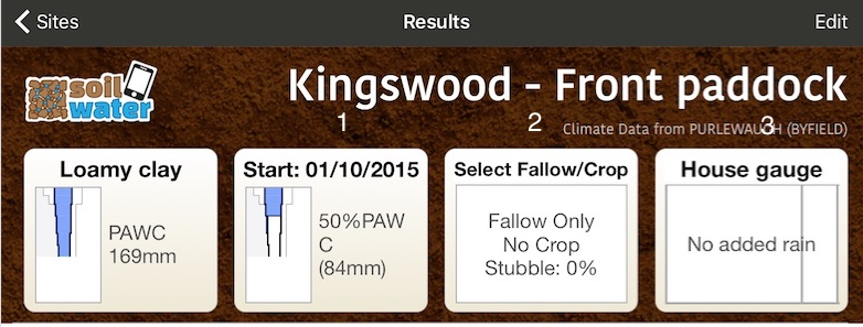 Figure 1. Screenshot of SWApp allowing user to input relevant soil data