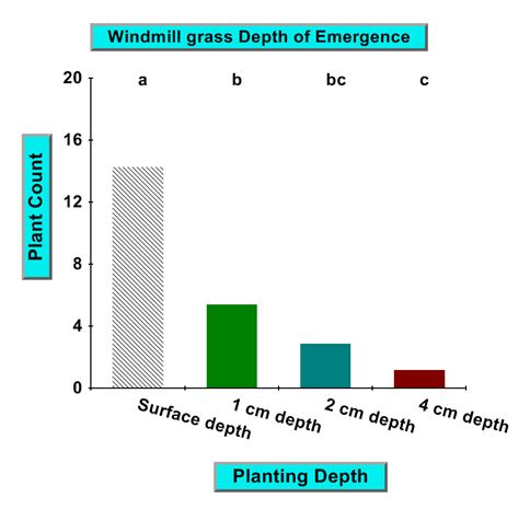 Bar chart showing weed seed germination depth.