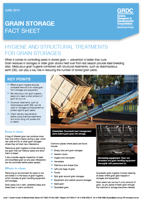 Grain Storage Fact Sheet: Hygiene and structural treatments for grain storages