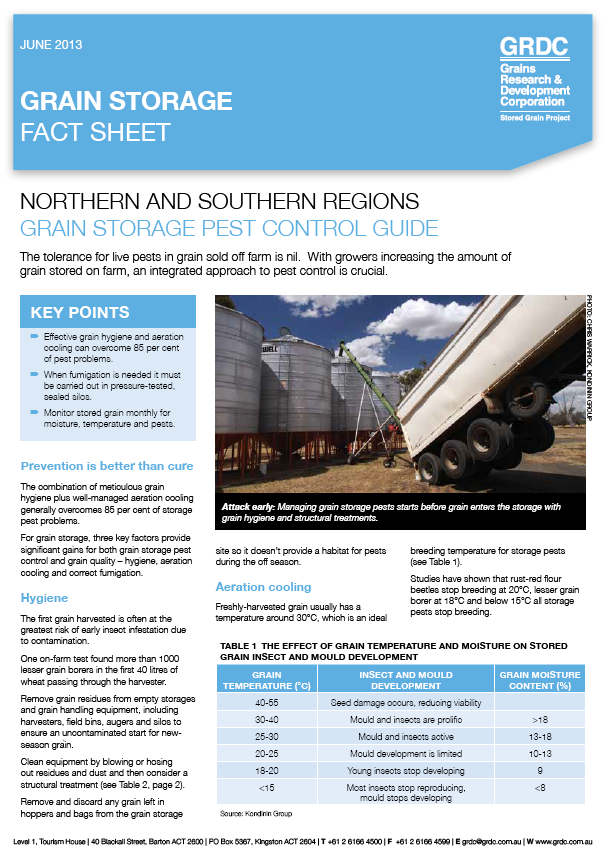 Grain Storage Fact Sheet: Grain Storage Pest Control Guide (Northern and Southern Regions)