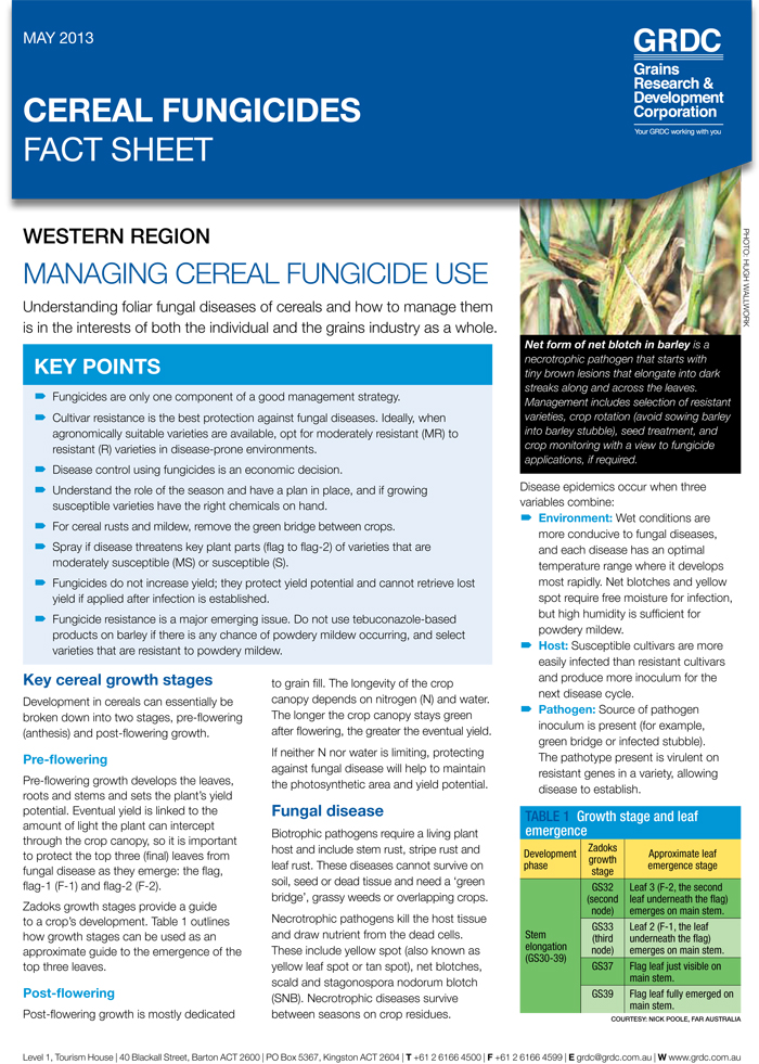 GRDC Managing cereal fungicides West cover 