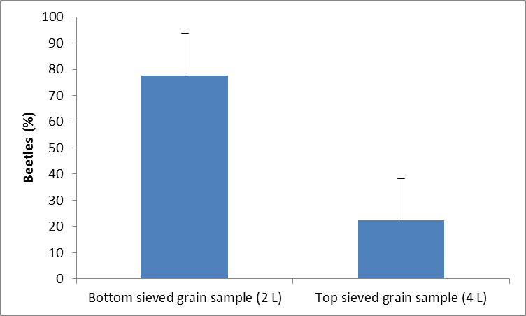 Candlestick chart showing level of grain beetles detected in grain samples